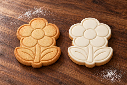 Flower plain and white fondant cookie examples