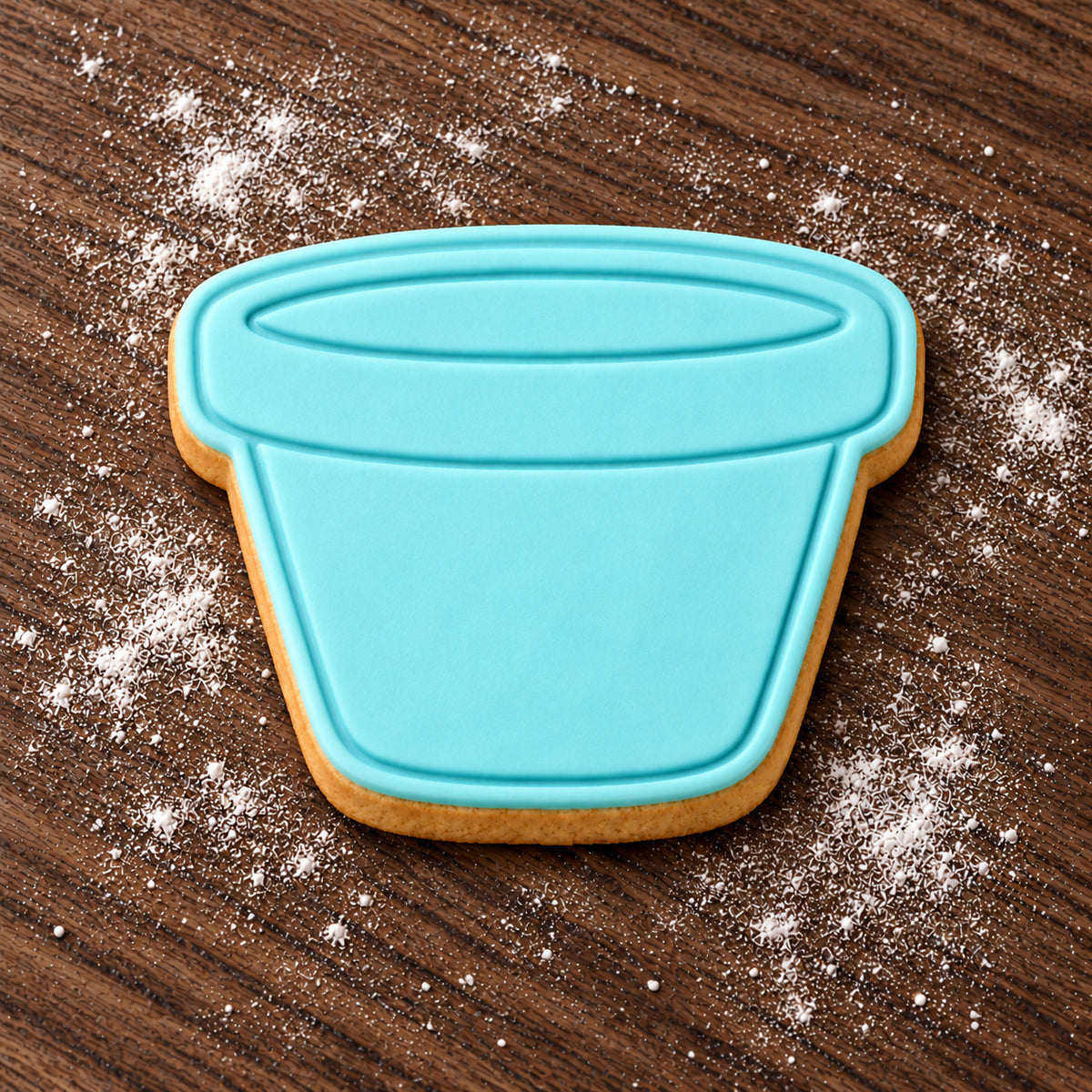 Flowerpot decorated fondant cookie