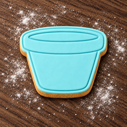 Flowerpot decorated fondant cookie