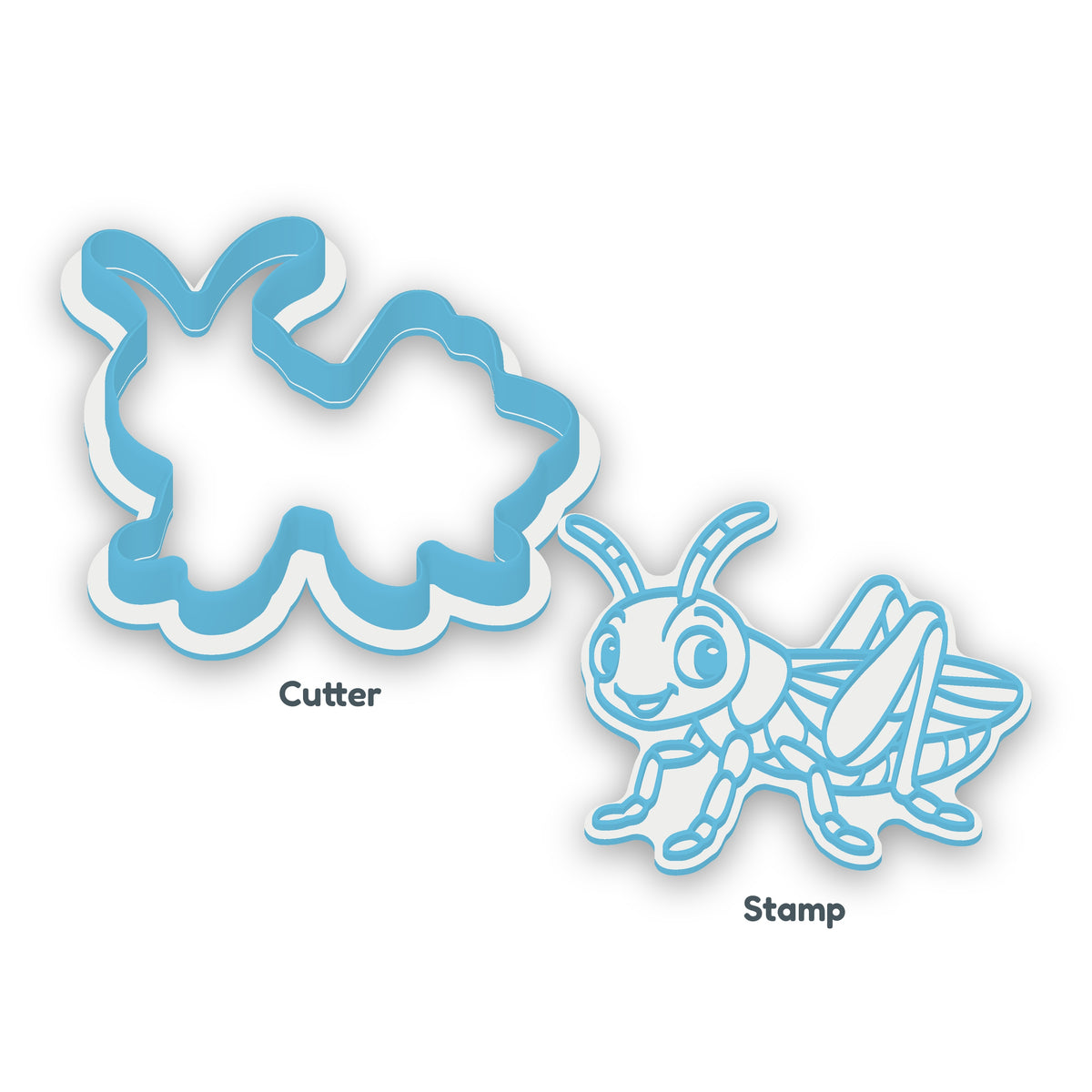 Grasshopper separate cookie cutter and matching embosser