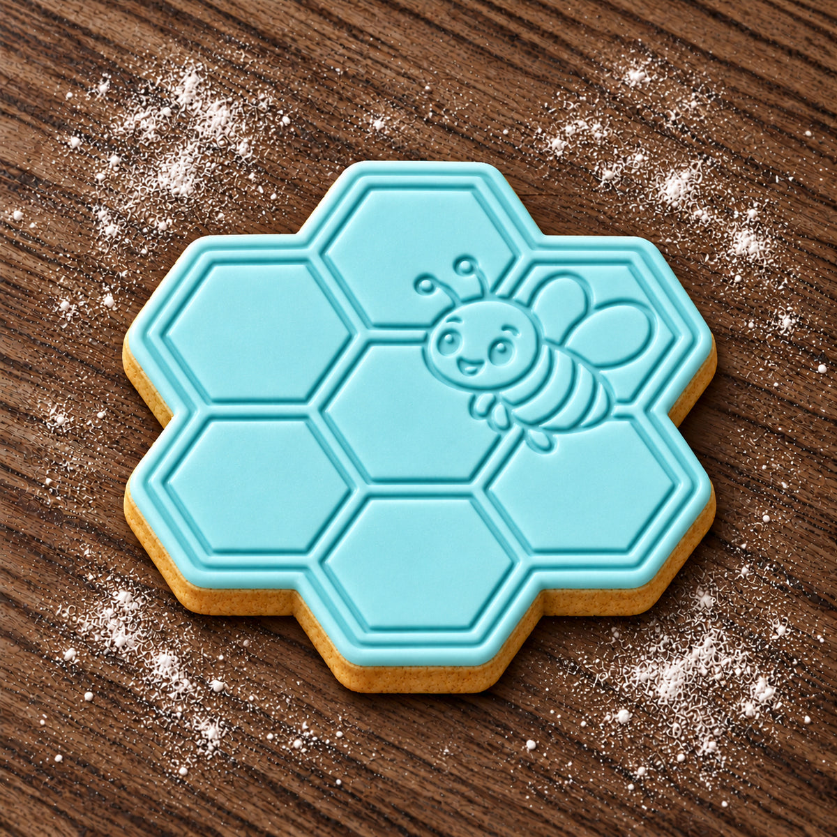 Honeycomb decorated fondant cookie