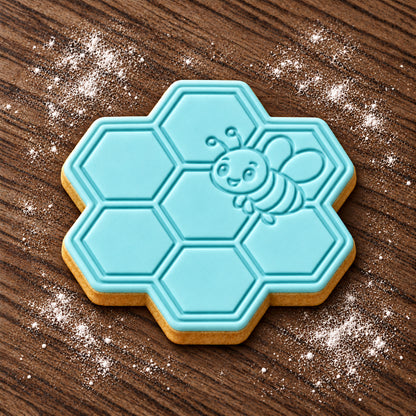 Honeycomb decorated fondant cookie
