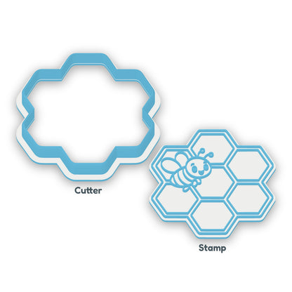 Honeycomb separate cookie cutter and matching embosser