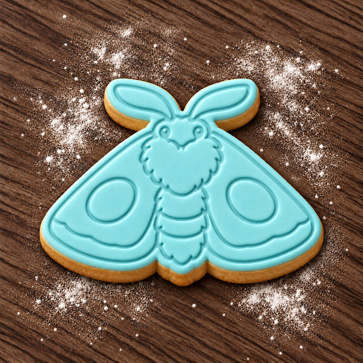 Moth decorated fondant cookie