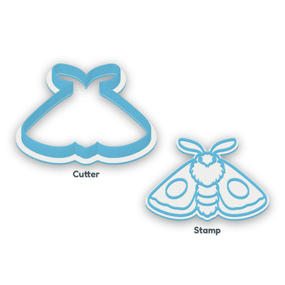 Moth separate cookie cutter and matching embosser