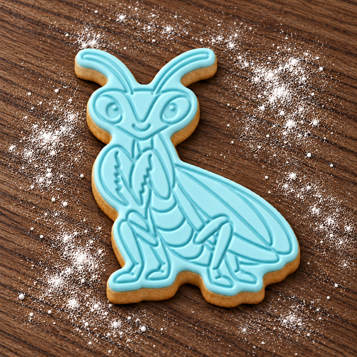 Praying Mantis decorated fondant cookie