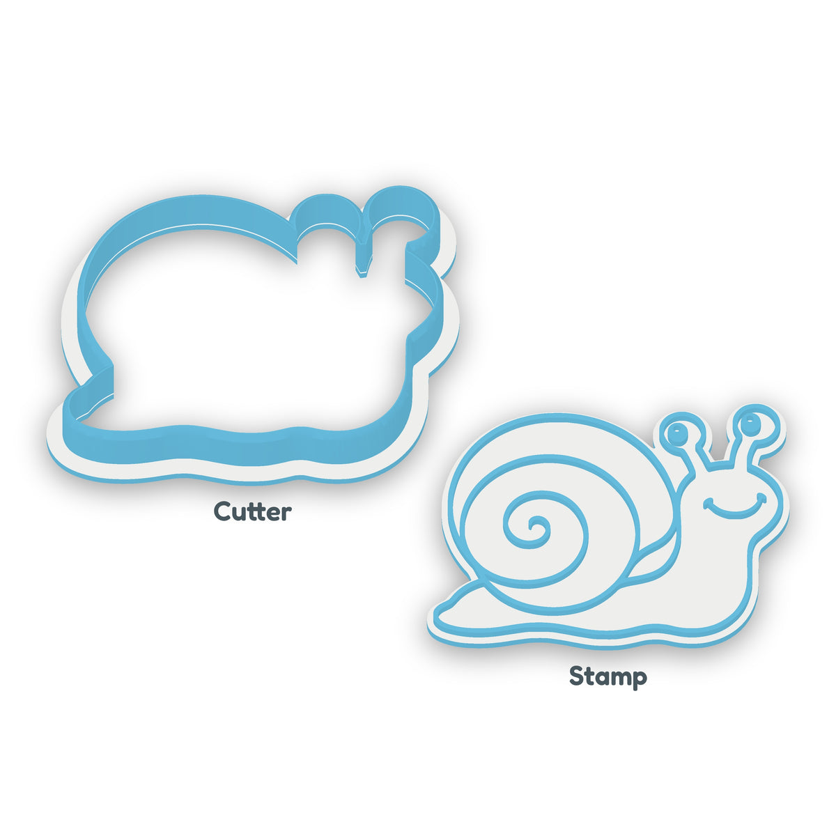 Snail separate cookie cutter and matching embosser