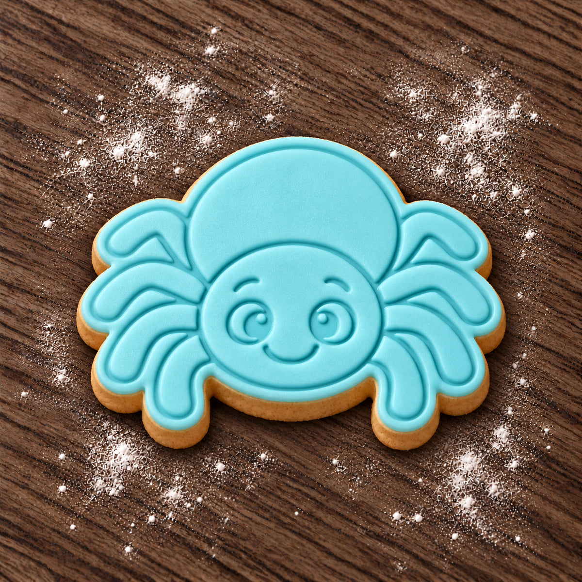 Spider decorated fondant cookie