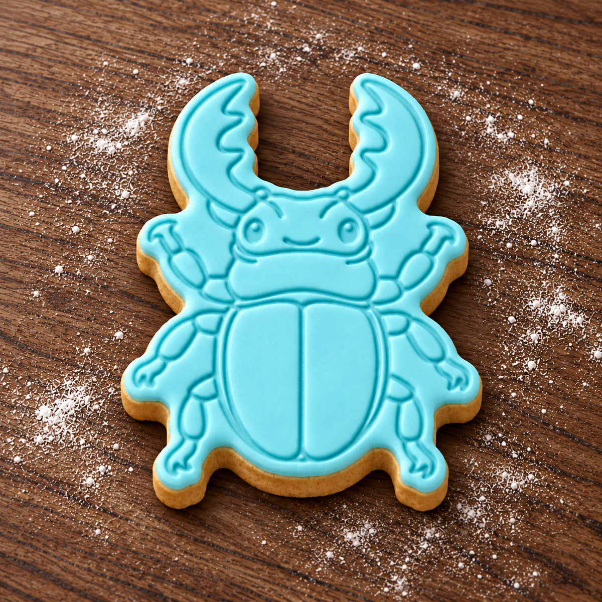 Stag Beetle decorated fondant cookie