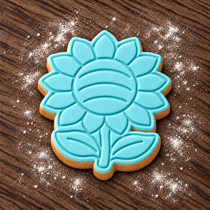 Sunflower decorated fondant cookie