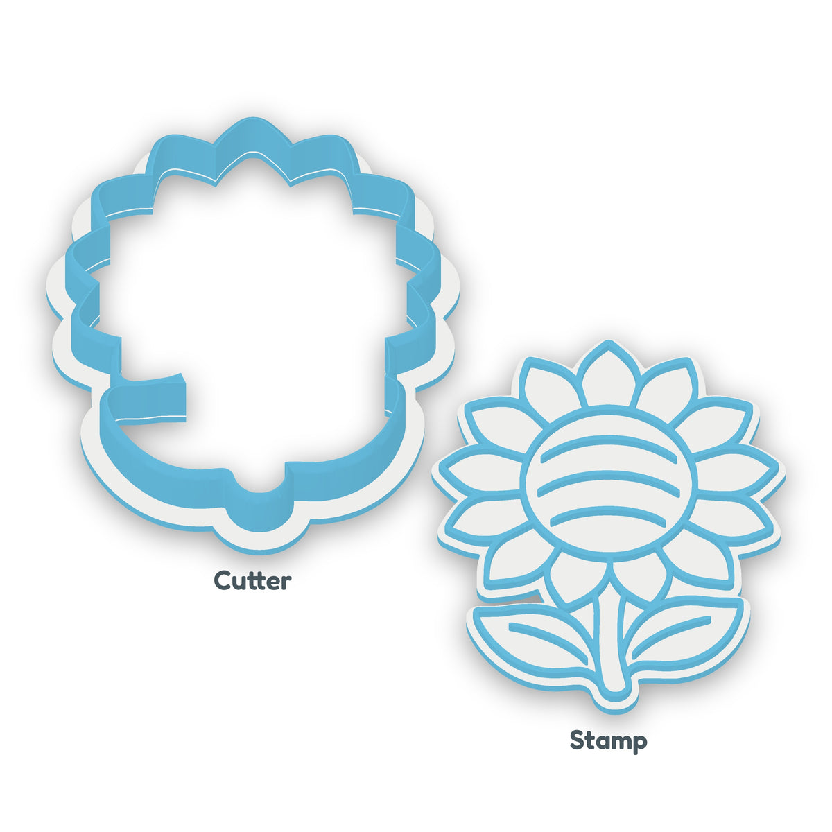 Sunflower separate cookie cutter and matching embosser