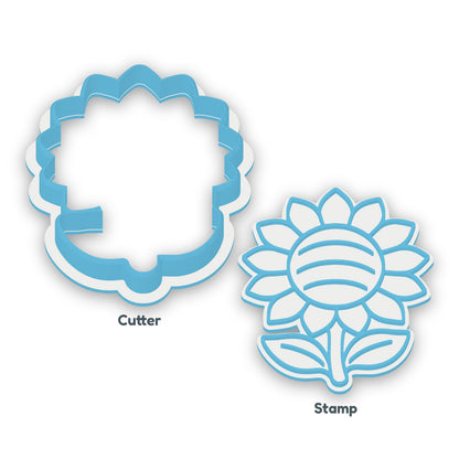 Sunflower separate cookie cutter and matching embosser