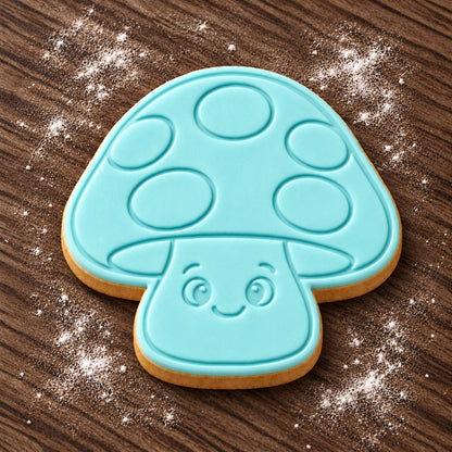 Toadstool decorated fondant cookie