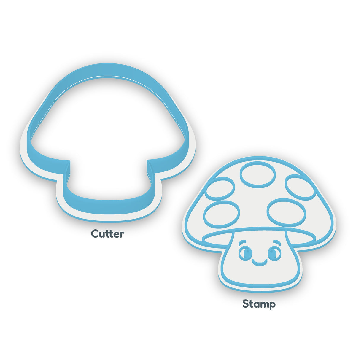 Toadstool separate cookie cutter and matching embosser