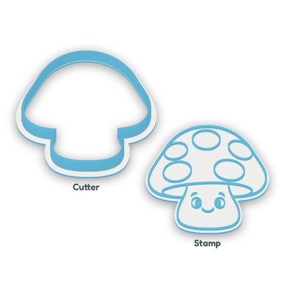 Toadstool separate cookie cutter and matching embosser