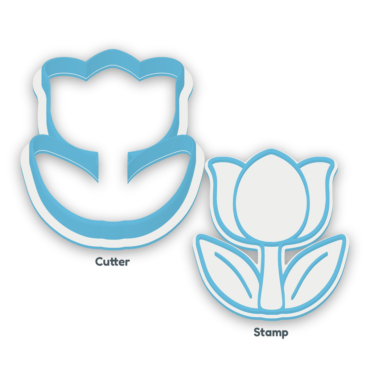 Tulip separate cookie cutter and matching embosser