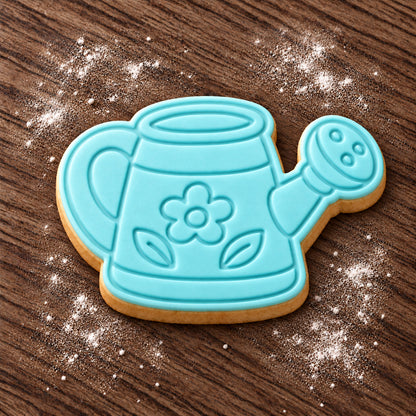 Watering Can decorated fondant cookie
