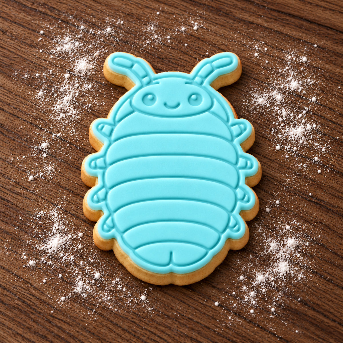 Woodlouse (Slater) decorated fondant cookie