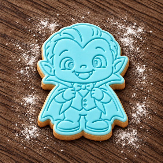 Baby Vampire decorated fondant cookie