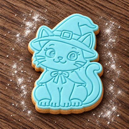 Black Cat decorated fondant cookie