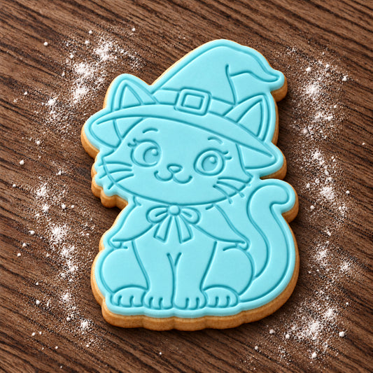 Black Cat decorated fondant cookie