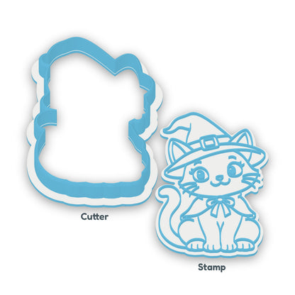 Black Cat separate cookie cutter and matching embosser