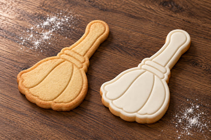 Broomstick plain and white fondant cookie examples
