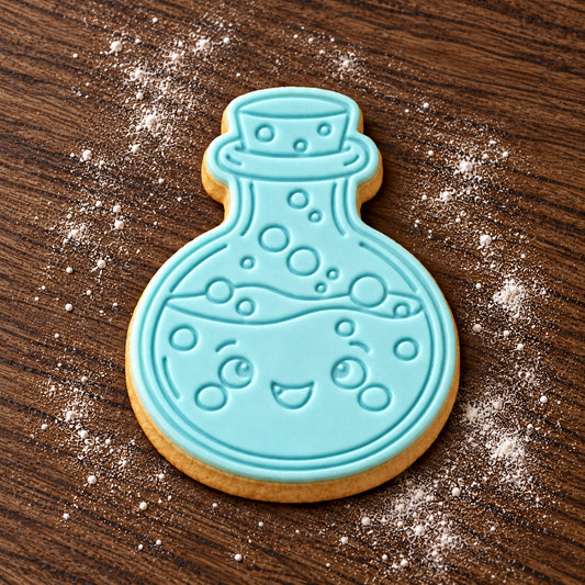 Bubbling Potion Bottle decorated fondant cookie