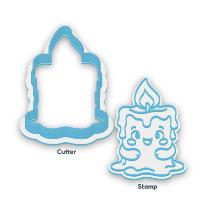 Candle separate cookie cutter and matching embosser