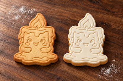 Candle plain and white fondant cookie examples