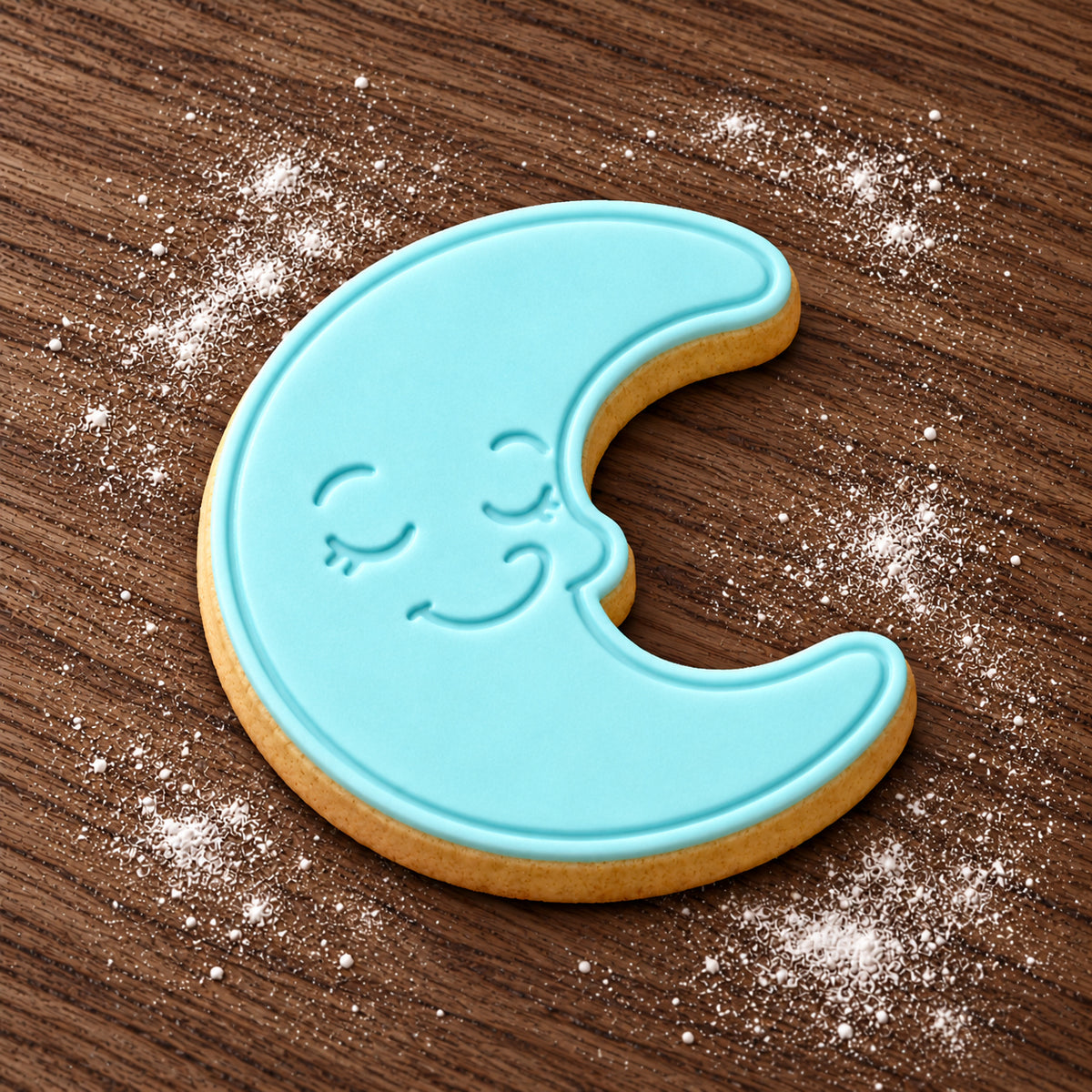 Crescent Moon decorated fondant cookie