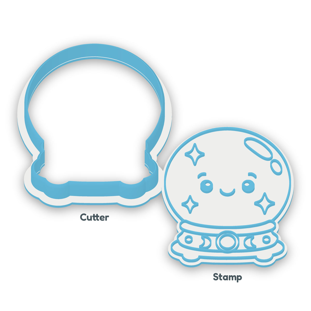 Crystal Ball separate cookie cutter and matching embosser
