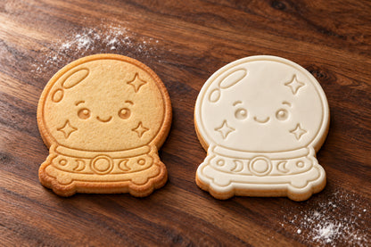 Crystal Ball plain and white fondant cookie examples
