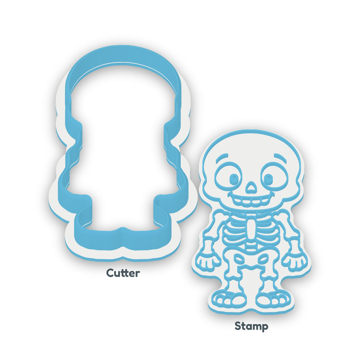 Cute Skeleton separate cookie cutter and matching embosser