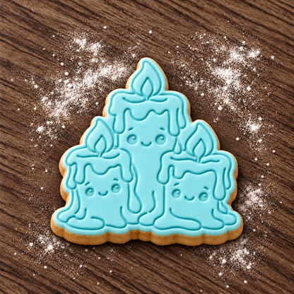 Dripping Candle Cluster decorated fondant cookie