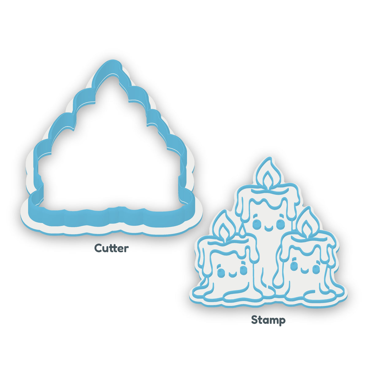 Dripping Candle Cluster separate cookie cutter and matching embosser