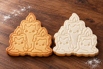 Dripping Candle Cluster plain and white fondant cookie examples