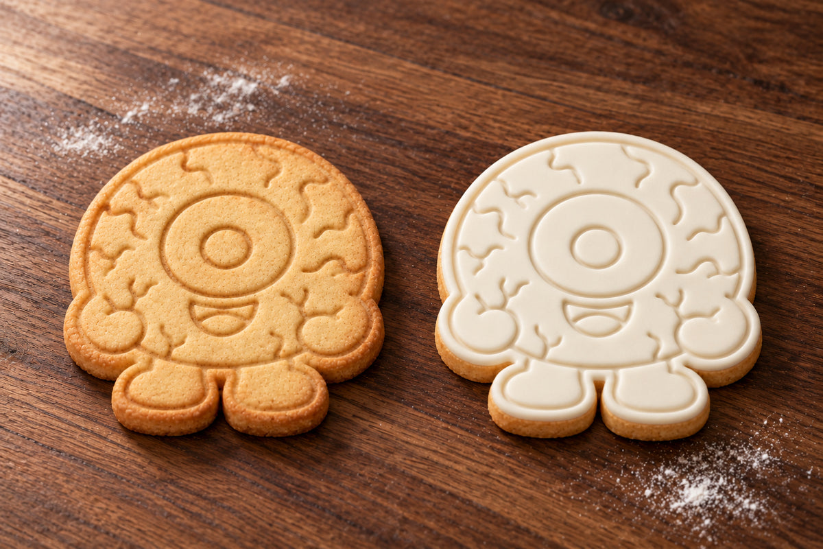 Eyeball plain and white fondant cookie examples