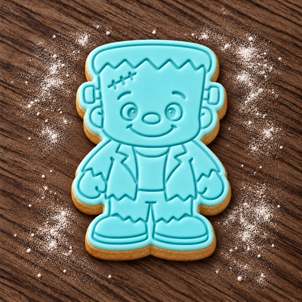 Frankenstein Style Monster decorated fondant cookie
