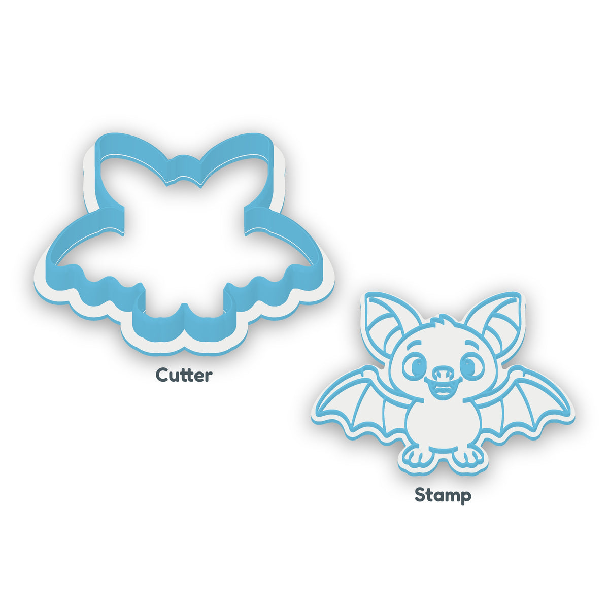 Friendly Bat separate cookie cutter and matching embosser