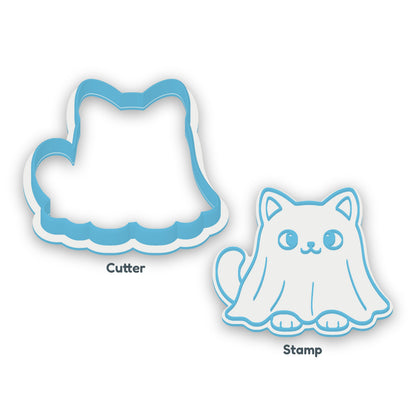 Ghost Cat separate cookie cutter and matching embosser