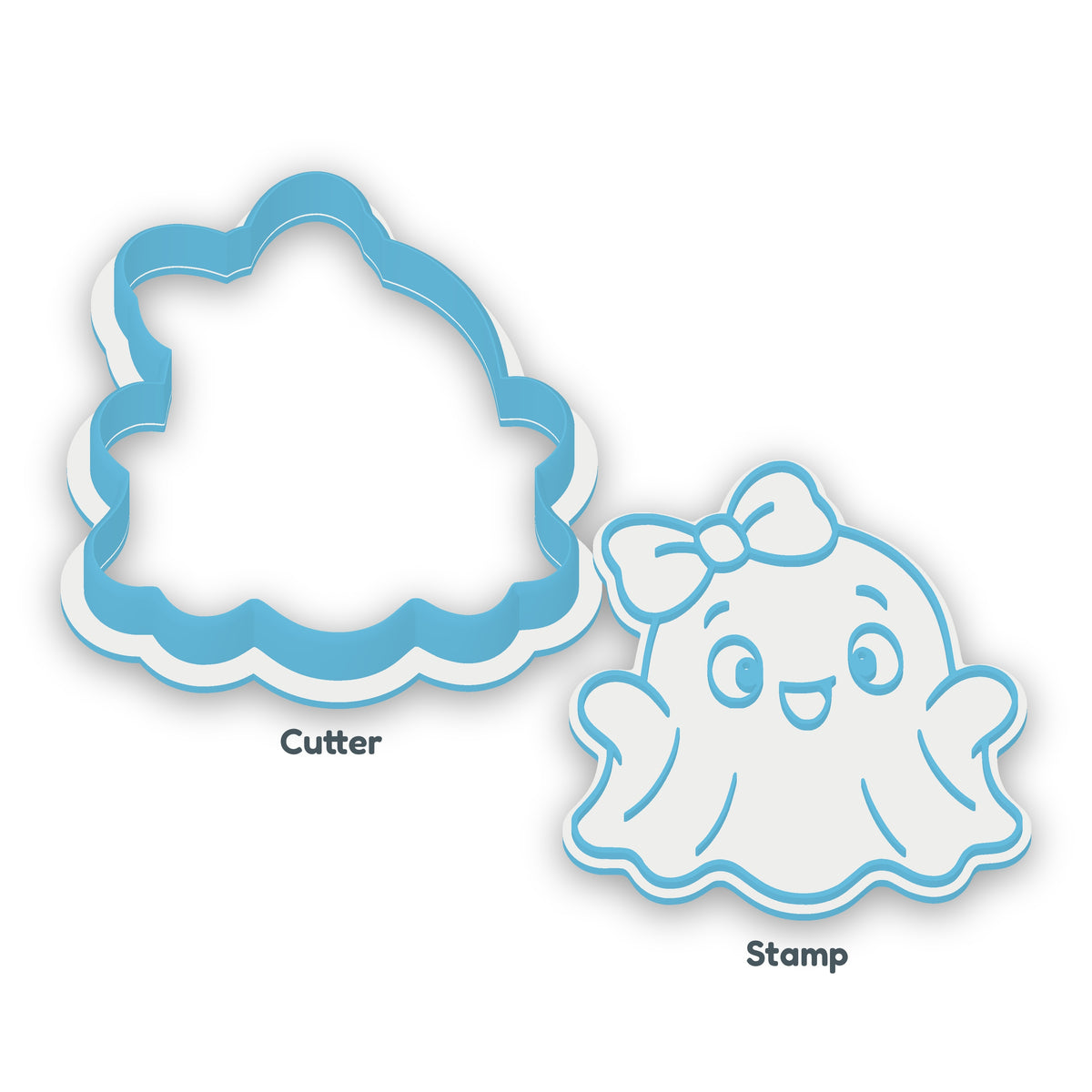 Ghost with Bow separate cookie cutter and matching embosser