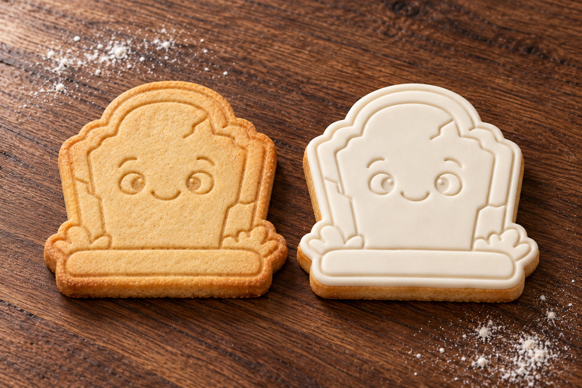 Gravestone plain and white fondant cookie examples
