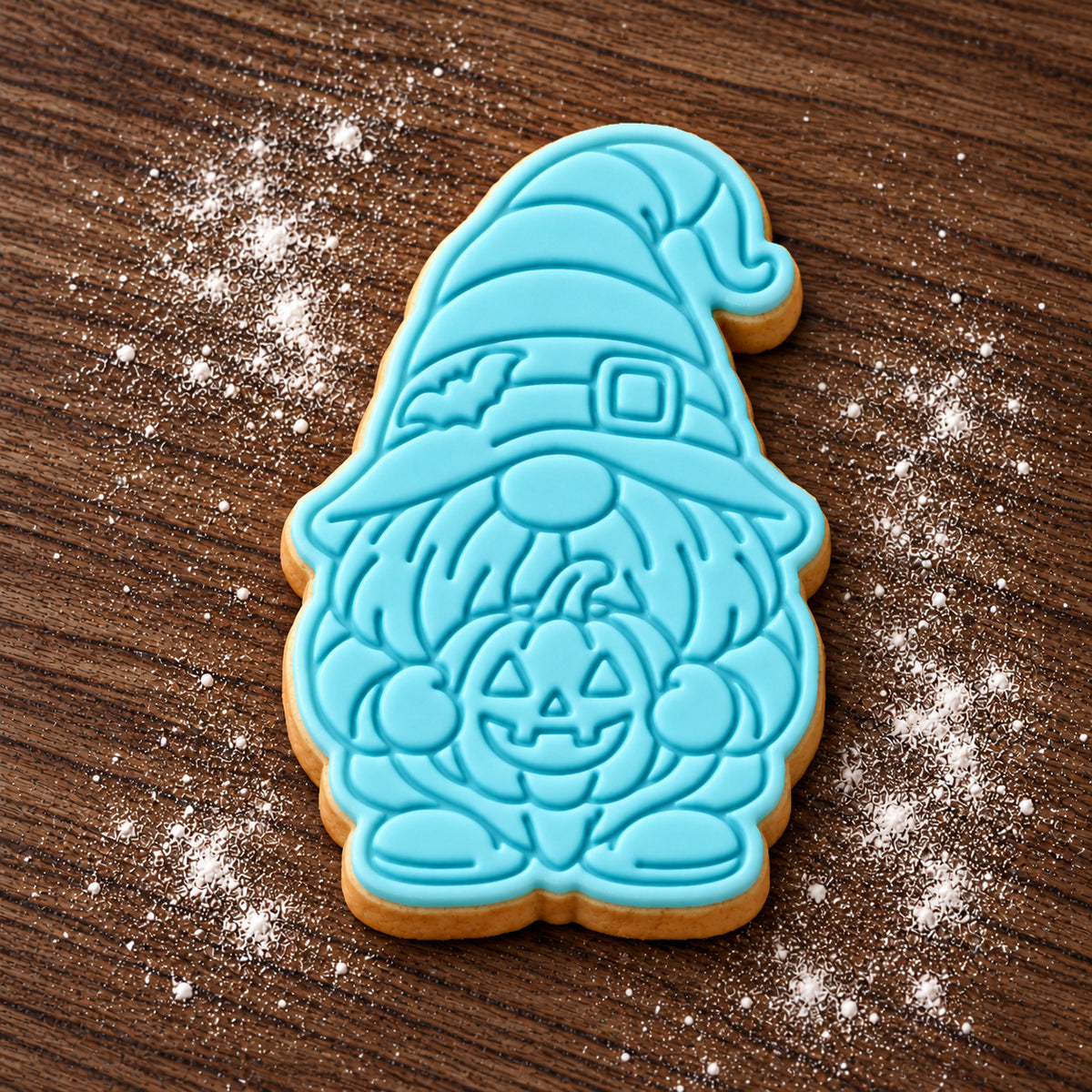 Halloween Gnome decorated fondant cookie