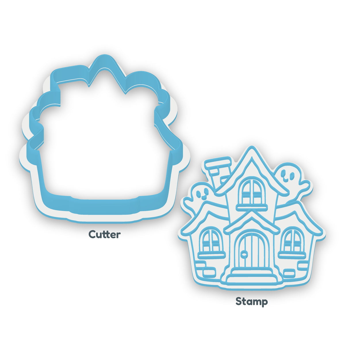 Haunted House separate cookie cutter and matching embosser