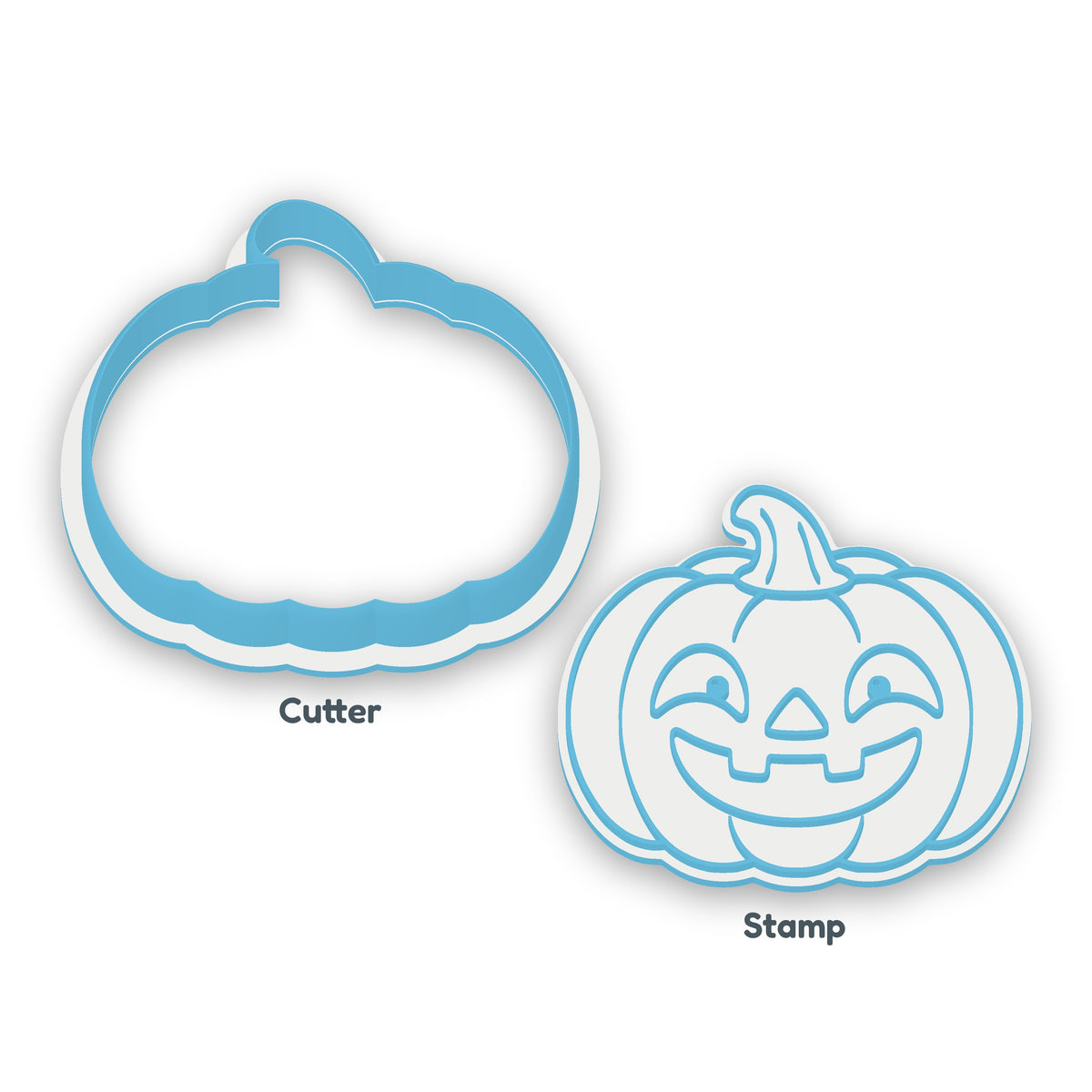 Jack-o'-Lantern separate cookie cutter and matching embosser