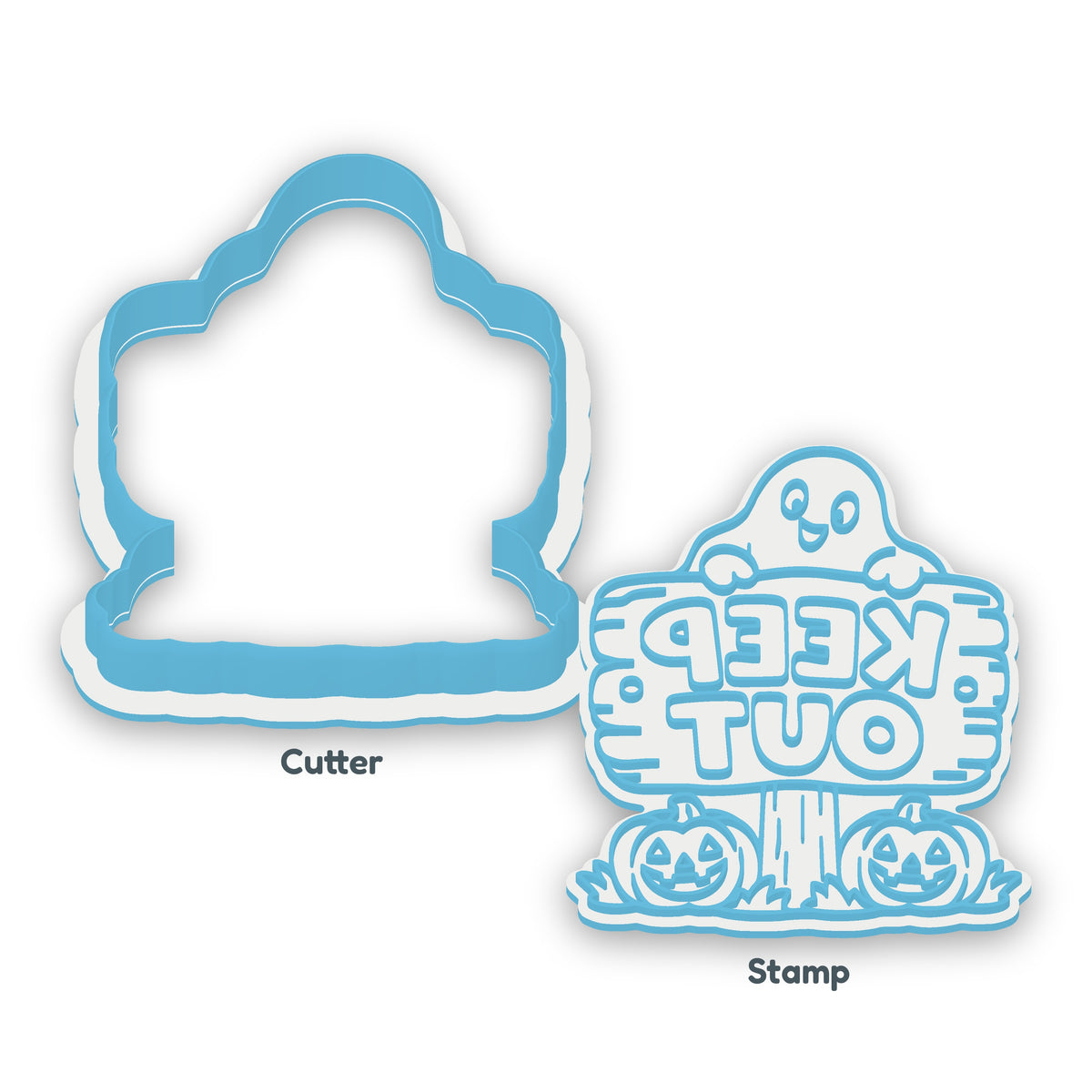 Keep Out Sign separate cookie cutter and matching embosser