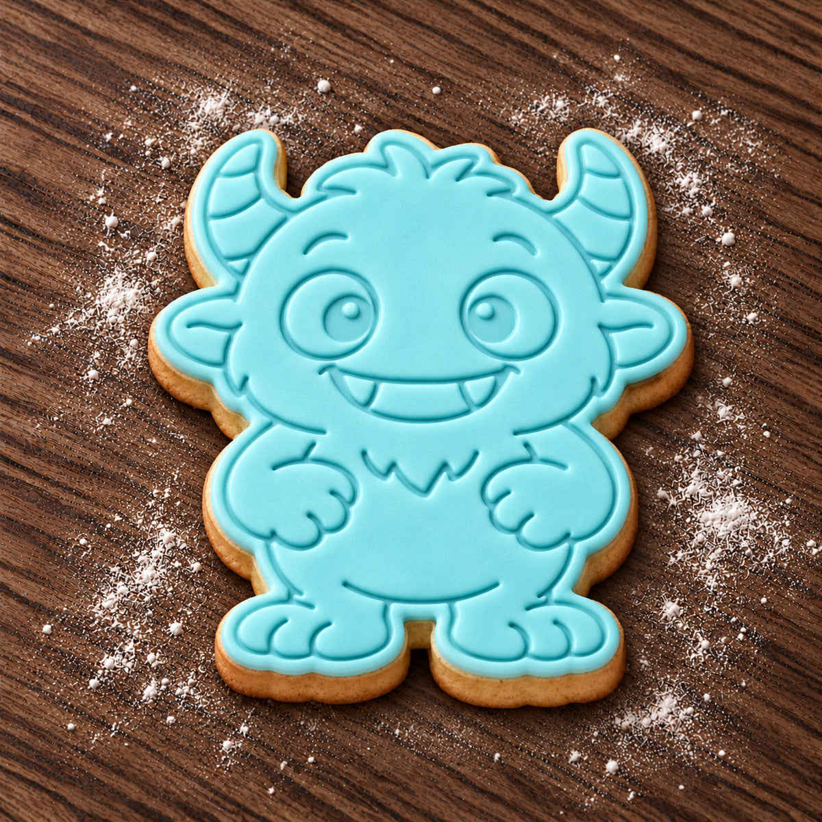 Little Monster decorated fondant cookie