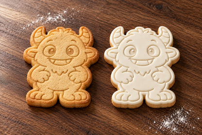 Little Monster plain and white fondant cookie examples