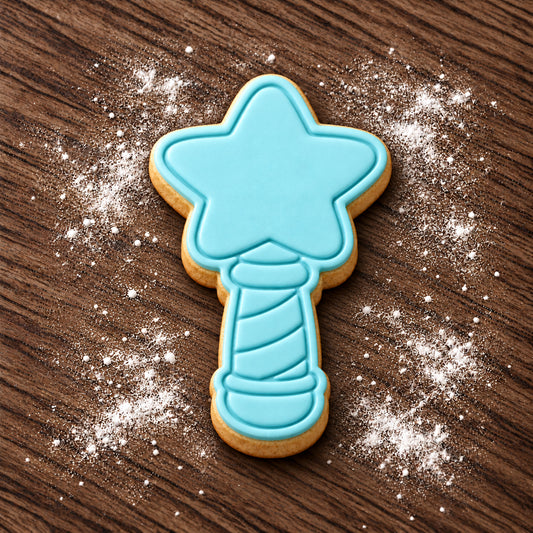 Magic Wand decorated fondant cookie
